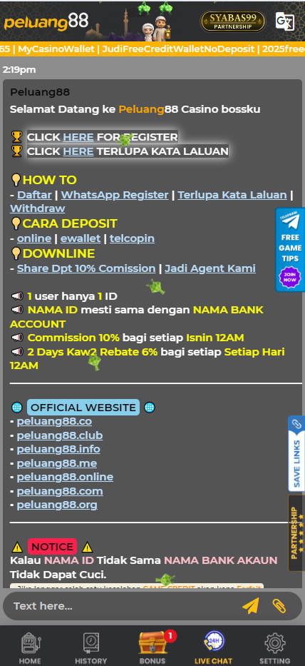 Peluang88 Free Credit - Live Chat - ra88a